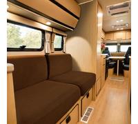 SYLC Housse De Coussin De Siège De Caravane, Jacquard Housse Banquette Camping Car avec 2 Courroies, Housse De Coussin De Canapé Extensible (Brown,W 90-120 cm, D 90-120 cm)