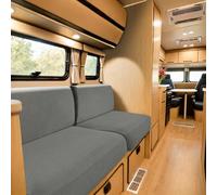 SYLC Housse De Coussin De Siège De Caravane, Jacquard Housse Banquette Camping Car avec 2 Courroies, Housse De Coussin De Canapé Extensible (Light Grey,W 90-120 cm, D 90-120 cm)