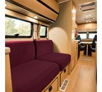 SYLC Housse De Coussin De Siège De Caravane, Jacquard Housse Banquette Camping Car avec 2 Courroies, Housse De Coussin De Canapé Extensible (Wine Red,W 160-195 cm, D 60-90 cm)