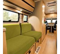 SYLC Housse De Coussin De Siège De Caravane, Jacquard Housse Banquette Camping Car avec 2 Courroies, Housse De Coussin De Canapé Extensible (Beangreen,W 90-130 cm, D 60-90 cm)