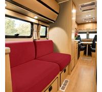 SYLC Housse De Coussin De Siège De Caravane, Jacquard Housse Banquette Camping Car avec 2 Courroies, Housse De Coussin De Canapé Extensible Bench (Red,W 90-120 cm, D 90-120 cm)