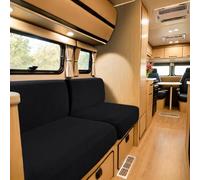 SYLC Housse De Coussin De Siège De Caravane, Jacquard Housse Banquette Camping Car avec 2 Courroies, Housse De Coussin De Canapé Extensible (Black,W 145-185 cm, D 45-65 cm)