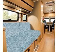 SYLC Housse De Coussin De Siège De Caravane Velours Gaufré, Housse Banquette Camping-Car avec 4 Attaches Et 2 Bandes Réglables, Housse Dinette Mobil Home (lightblu,Width 100-125, Depth 30-45)