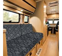 SYLC Housse De Coussin De Siège De Caravane Velours Gaufré, Housse Banquette Camping-Car avec 4 Attaches Et 2 Bandes Réglables, Housse Dinette Mobil Home (Darkgrey,Width 90-115, Depth 90-115)