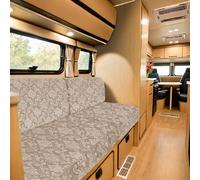 SYLC Housse De Coussin De Siège De Caravane Velours Gaufré, Housse Banquette Camping-Car avec 4 Attaches Et 2 Bandes Réglables, Housse Dinette Mobil Home (Khaki,Width 85-125, Depth 60-90)