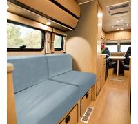 SYLC Housse De Coussin De Siège De Caravane, Velours Housse Banquette Camping Car, Housse De Coussin De Canapé Caravane Extensible (Light Blue,Rectangle L)