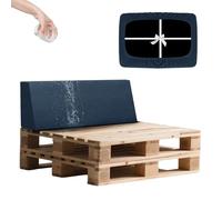 SYLC Impermeable Housse Coussin Palette Exterieur, Housse Assise Salon De Jardin Élastique avec 4 Cordon Dattache, Housses pour Meubles en Palettes Europe (Denimblue,Back 120×40×10/20cm)