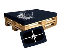SYLC Impermeable Housse Coussin Palette Exterieur, Housse Assise Salon De Jardin Élastique avec 4 Cordon Dattache, Housses pour Meubles en Palettes Europe (Navy,Seat 120×80×15cm)