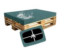 SYLC Impermeable Housse Coussin Palette Exterieur, Housse Assise Salon De Jardin Élastique avec 4 Cordon Dattache, Housses pour Meubles en Palettes Europe (Lakegreen,Seat 120×80×15cm)