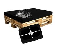 SYLC Impermeable Housse Coussin Palette Exterieur, Housse Assise Salon De Jardin Élastique avec 4 Cordon Dattache, Housses pour Meubles en Palettes Europe (Black,Seat 120×80×15cm)