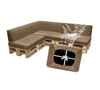 SYLC Impermeable Housse Coussin Palette Exterieur, Velours Housse Assise Salon De Jardin Élastique, Housses pour Meubles en Palettes Europe (Camel,7 PCS(3 Seats+4 Backs))