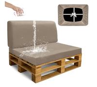 SYLC Impermeable Housse Coussin Palette Exterieur, Velours Housse Assise Salon De Jardin Élastique, Housses pour Meubles en Palettes Europe (Taupe,2 PCS(1 Seat+1 Back))