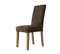 SYLC Lot de 6 housses de chaise extensibles en velours pour salle à manger, avec dossier haut, douces et moelleuses, protecteurs de chaise amovibles et lavables (café foncé)