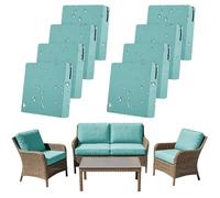 SYLC Lot De 8 Housse Coussin Exterieur Impermeable, Housses Assise Canapé Protection avec Fermeture Éclair, Housse Siège Salon Jardin Terrasse (Light Blue,4pcs 60×60cm＋2pcs 55×45cm＋2pcs 55×50cm)