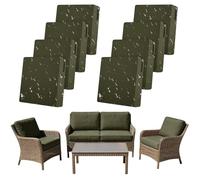 SYLC Lot De 8 Housse Coussin Exterieur Impermeable, Housses Assise Canapé Protection avec Fermeture Éclair, Housse Siège Salon Jardin Terrasse (Olive Green,4pcs 60×55cm＋2pcs 60×60cm＋2pcs 55×50cm)