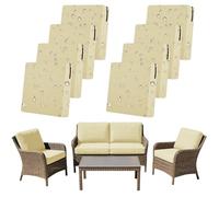 SYLC Lot De 8 Housse Coussin Exterieur Impermeable, Housses Assise Canapé Protection avec Fermeture Éclair, Housse Siège Salon Jardin Terrasse (Beige,4pcs 60×60cm＋2pcs 55×45cm＋2pcs 55×50cm)