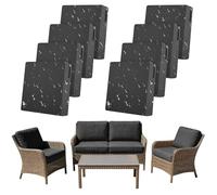 SYLC Lot De 8 Housse Coussin Exterieur Impermeable, Housses Assise Canapé Protection avec Fermeture Éclair, Housse Siège Salon Jardin Terrasse (Dark Grey,4pcs 60×60cm＋2pcs 55×45cm＋2pcs 55×50cm)