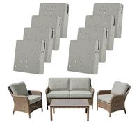 SYLC Lot De 8 Housse Coussin Exterieur Impermeable, Housses Assise Canapé Protection avec Fermeture Éclair, Housse Siège Salon Jardin Terrasse (Light Grey,4pcs 60×60cm＋2pcs 55×45cm＋2pcs 55×50cm)