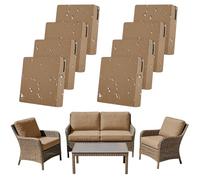 SYLC Lot De 8 Housse Coussin Exterieur Impermeable, Housses Assise Canapé Protection avec Fermeture Éclair, Housse Siège Salon Jardin Terrasse (Camel,4pcs 60×60cm＋2pcs 55×45cm＋2pcs 55×50cm)