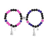 Sylen Lot de 2 bracelets magnétiques en forme de guitare et d'étoiles - Attraction mutuelle - Bijoux assortis