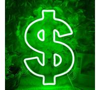SYLHOME Panneau lumineux néon LED Dollar vert argent maison bureau magasin décoration murale