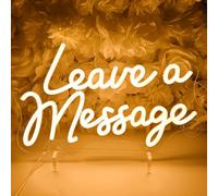 SYLHOME Panneau lumineux néon LED Leave A Message pour livre d'or de bureau, table, réception de mariage, décoration murale avec base USB 35 x 24 cm