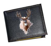 Syl'la Chasseur Chasse Etui Petit Portefeuille Porte Monnaie avec Rabat pour Homme Cadeau Fête des Pères (Noir Biche)