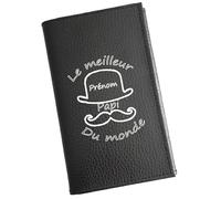 Syl'la - Etui Carte Grise Porte-papiers Voiture Cuir Noir pour Homme et Femme - Papi Personnalisé avec Un Prénom