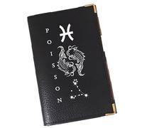 Syl'la - Etui Carte Grise Porte-papiers Voiture Cuir Noir pour Homme et Femme - Personnalisé Signe Astrologique Poisson