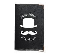 Syl'la Étui Porte-Carte Grise, Papiers de Voiture et Permis - Personnalisé Monsieur Parfait - Protection en Simili Cuir Noir pour Homme - Fabriqué en France