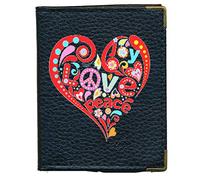 Syl'la Love Peace Joy Etui pour Carte Fidelite en Cuir pour Femme et Homme Noir
