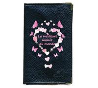 Syl'la Mamie Etui Protection Cuir Porte Carte Grise papiers Voiture permis de Conduire Noir pour Femme (Noir - Mamie)