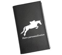 Syl'la - Porte-papiers Voiture Cuir Noir Motif Cheval Hippique - Étui Carte Grise, permis pour Homme et Femme - Personnalisé avec prénom