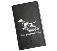 Syl'la - Porte-papiers Voiture Cuir Noir Motif Chien de Chasse - Étui Carte Grise, permis pour Homme -Personnalisé avec Prenom