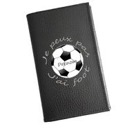 Syl'la - Porte-papiers Voiture Cuir Noir Motif Foot Passion- Étui Carte Grise, permis pour Homme et Femme - Personnalisé avec Prénom