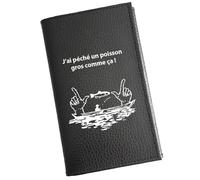 Syl'la - Porte-papiers Voiture Cuir Noir Personnalisé Super Pecheur - Étui Carte Grise, permis pour Homme