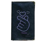 Syl'la Protection Porte Carte Grise papiers Voiture permis Noir en Cuir pour Femme (Coeur Coréen prenom)