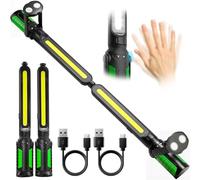 SYLSTAR Baladeuse LED Mecanicien avec Contrôle Capteur, 2400LM Lampe Mecanicien, 4400mAh Lampe de Travail avec Crochets et Base Magnétique, Projecteur LED Rechargeable pour Réparation Auto (Vert)