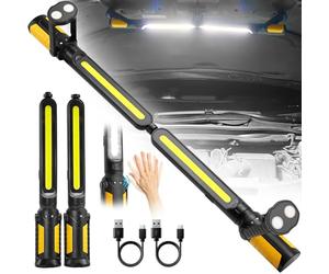 SYLSTAR Baladeuse LED Mecanicien avec Contrôle Capteur, 2400LM Lampe Mecanicien, 4400mAh Lampe de Travail avec Crochets et Base Magnétique, Projecteur LED Rechargeable pour Réparation Auto, Atelier