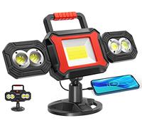 SYLSTAR Projecteur LED Rechargeable 25W 2700LM, Projecteur de Chantier COB Magnétique avec Fonction Batterie Externe, 5 Modes Lampe de Chantier Portable Étanche pour Chantier, Garage et Atelier