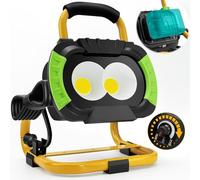 SYLSTAR Projecteur LED Rechargeable Hybride AC/DC 50W, 5000LM Projecteur de Chantier Ultra Lumineuse, Compatible avec Makita 18V Batterie, Projecteur Led Chantier Intensite Variable, Avec Support