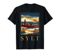 Sylt Germany Phare Plage Vintage Côtière Voyage Art T-Shirt