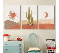 SYLUOQP 3pcs peintures géométriques Soleil et Lune, Affiches abstraites de Montagne, décoration de Salon, Chambre à Coucher, sans Cadre,50x70cm