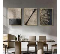 SYLUOQP Affiche texturée en Toile 3 pièces, Anneaux annuels en Or Noir et Blanc avec Images, Lignes d'anneaux annuels Abstraits sur Toile, Art Mural sans Cadre,C,20x30cm
