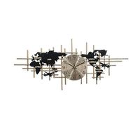 SYLUOQP Carte du Monde Grande Horloge Murale Moderne, 96cm Décor Murale en Métal Horloge Silencieuse pour Salon Chambre à Coucher Déco de Bureau à Domicile,Noir