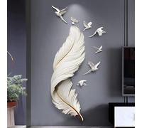 SYLUOQP Décoration Murale Grands Sculptures murales Simples Modernes avec 7 Oiseaux Volants, décoration de Chambre esthétique en résine légère et structurée pour Chambre à Coucher