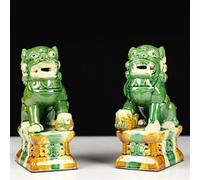 SYLUOQP Foo Dogs Statues Paire de Statues de Lion Fu Foo Dogs Pierre Chinois Feng Shui Décor Pendaison de crémaillère Félicitations for Conjurer l'énergie maléfique, 20 * 12 cm