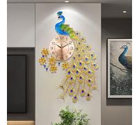 SYLUOQP Grande Horloge Murale de Paon pour décoration de Salon, Milieu décoratif Big Big Peacock Clocks Wall Not-Ticking Silent Luxury Peacock Horloge pour la Chambre à Manger