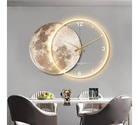 SYLUOQP Lampe Murale à LED en Forme de Lune, éclairage Art déco Moderne avec Montre Murale avec Design Minimaliste, Sculpture décorative Murale,D