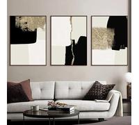SYLUOQP Lot de 3 Affiches murales avec Motifs géométriques en marbre Noir, Beige et doré, pour décoration de Salon ou de Maison, sans Cadre,50x70cm